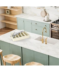 Sorbus Fabric Chest Flatware & Silverware Organizer Box with Zipper Clear Lid & Adjustable Divider (Beige)