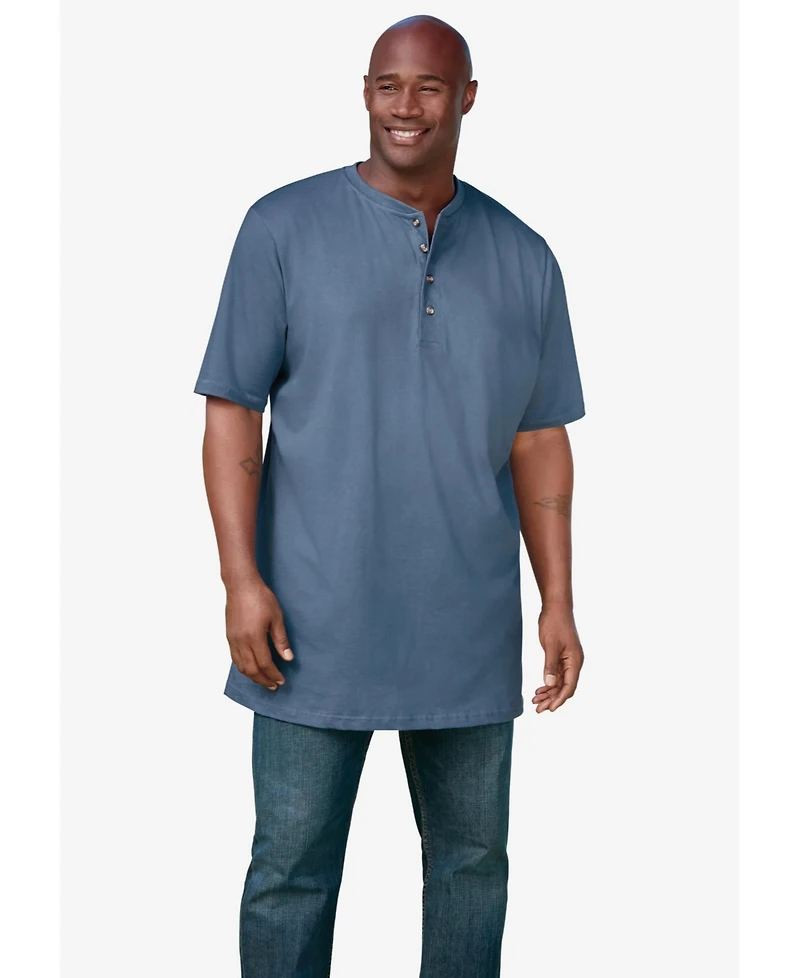Boulder Creek Big & Tall by KingSize Heavyweight Longer-Length Short-Sleeve Henley Shirt