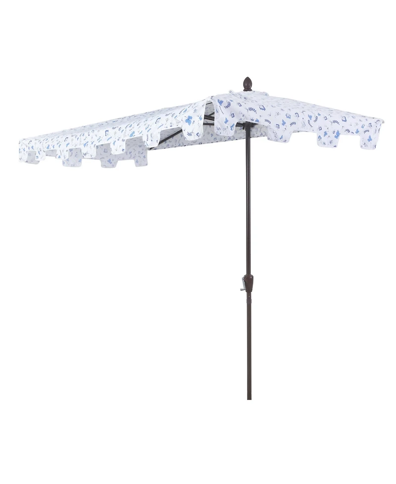 Jonathan Y 9ft Rectangular Half Market Patio Umbrella Crank, Wind Vent Uv Protection