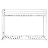 Simplie Fun Adam Sturdy Twin over Twin Metal Bunk White for Kids and Adult, Low Profile and Easy Climbing with Stable Ladder