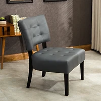 Simplie Fun Blended Leather Tufted Accent Chair with Oversized Seating, Gray