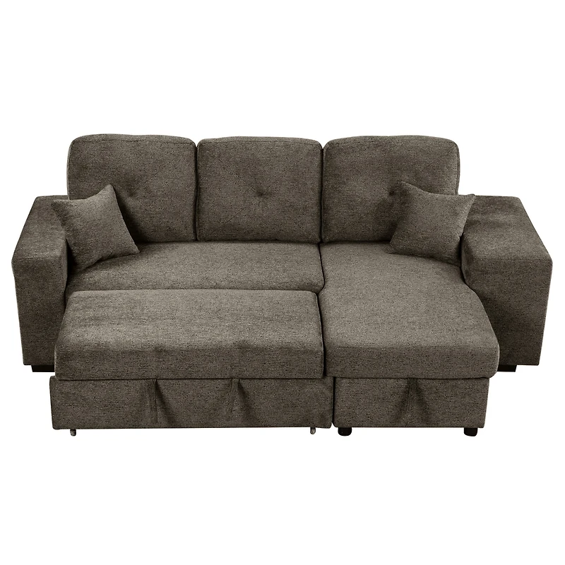 Simplie Fun Knox Charcoal Sectional Sofa Bed with Storage Chaise
