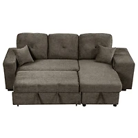 Simplie Fun Knox Charcoal Sectional Sofa Bed with Storage Chaise