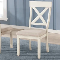 Simplie Fun Wood Cross Back Upholstered Dining Chairs, Set Of 2, Antique White