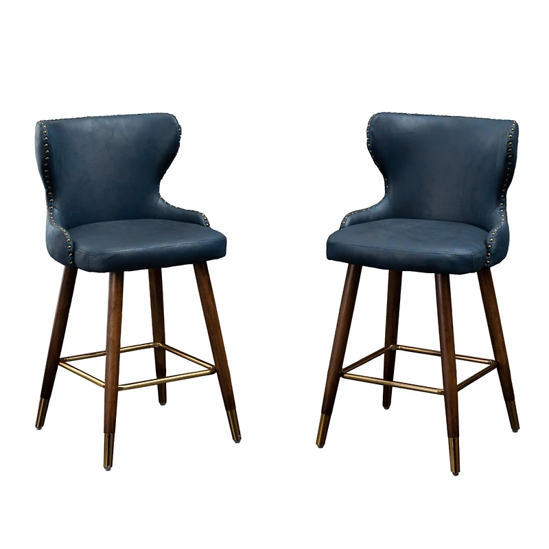 Streamdale Mid-Century Modern Suede-Like Counter Height Stools (Set of 2)