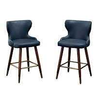 Streamdale Mid-Century Modern Suede-Like Counter Height Stools (Set of 2)