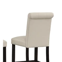 Solid Wood Tufted Asons Barstool, Set of 2, Tan