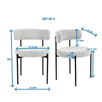 Streamdale Furniture Modern Round Boucle Dining Chairs, Set of 2, Black White