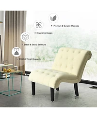 Gymax Set of 2 Armless Accent Chair Upholstered Tufted Lounge Chair Beige