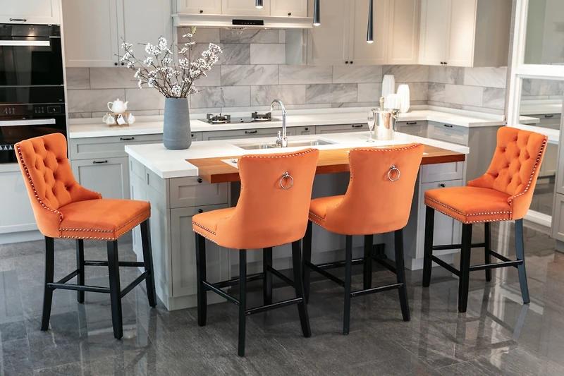 Streamdale Handcrafted Velvet Barstools with Supportive Backrest