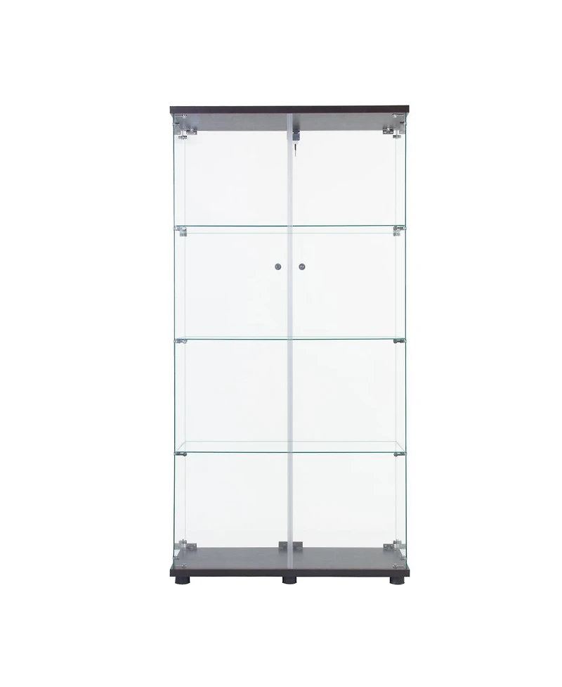 Two Door Glass Cabinet Glass Display Cabinet With 4 Shelves