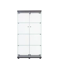 Two Door Glass Cabinet Glass Display Cabinet With 4 Shelves