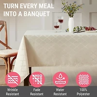 Hlc.me Modena Fabric Tablecloth, Jacquard Fabric Table Cloth for Rectangle Table, Advanced Water Resistance, Fade, Wrinkle