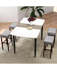 Sugift 2 Set of 29 Inch Height Upholstered Bar Stool with Solid Rubber Wood Legs and Footrest