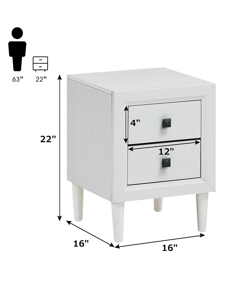 Sugift 2 Pieces Multipurpose Retro Nightstand Set with 2 Drawers