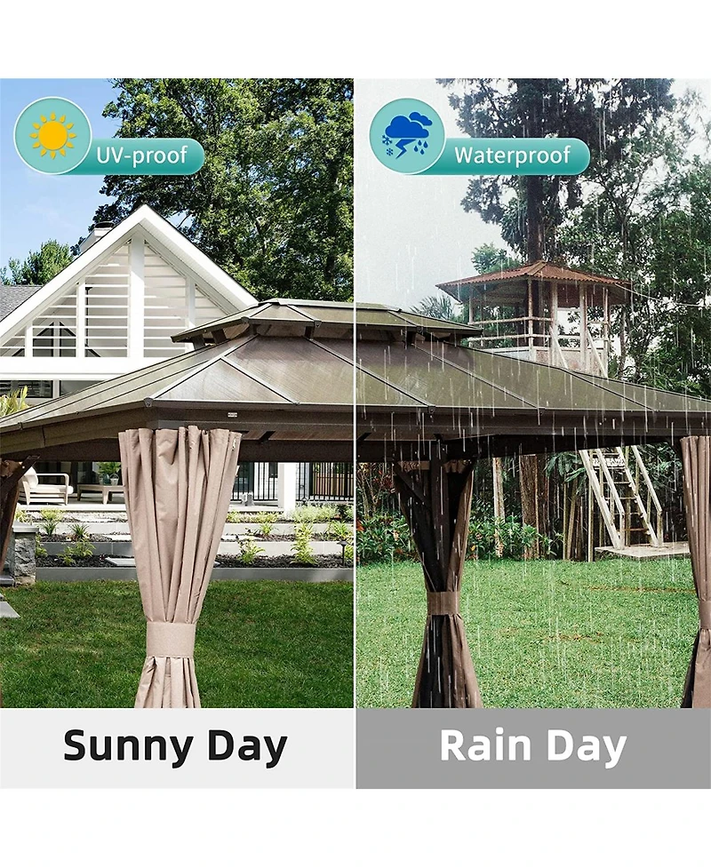 Streamdale Outdoor Hardtop Gazebo with Curtains and Net