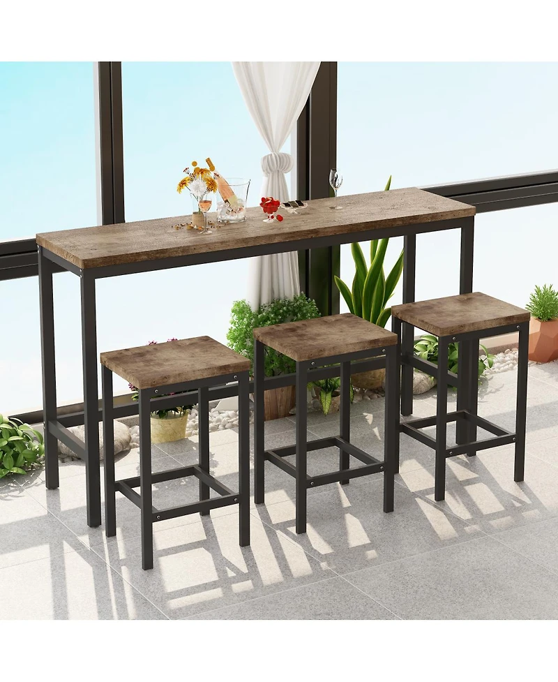 Streamdale Furniture Modern Design Dining Table Set with 3 Stools
