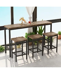 Streamdale Furniture Modern Design Dining Table Set with 3 Stools