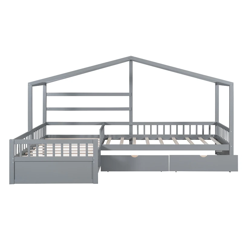 Streamdale Twin House Platform Bed With Three Storage Drawers