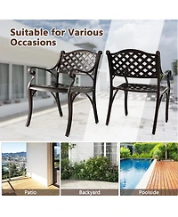 Skonyon Cast Aluminum Patio Chairs Set of 2 Dining Chairs with Armrests Diamond Pattern