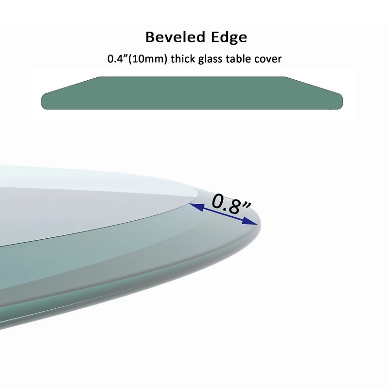 Streamdale 38" Beveled Polished Glass Tabletop (2/5" Thick)