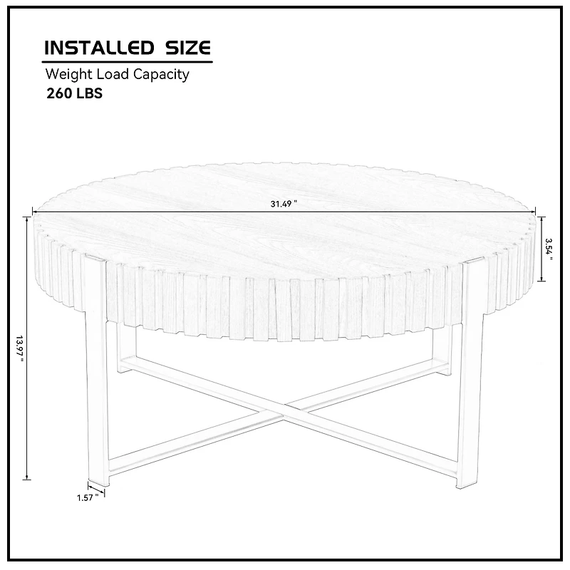 Streamdale Furniture Modern Wood Coffee Table with Stainless Steel Pedestal Base