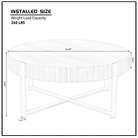 Streamdale Furniture Modern Wood Coffee Table with Stainless Steel Pedestal Base