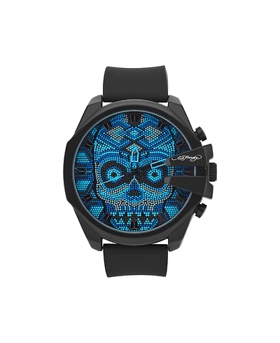 Ed Hardy Men's Matte Black Silicone Strap Analog Watch 53mm