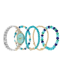 American Exchange Women's Two-Tone Metal Alloy Band Analog Watch 31mm with Stackable Bracelets Gift Set
