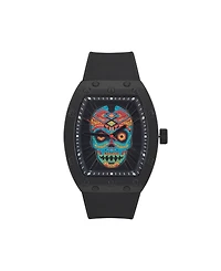 Ed Hardy Men's Matte Black Silicone Strap Analog Watch 53mm