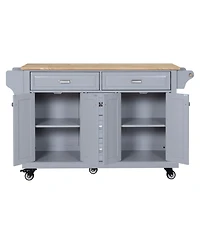 Simplie Fun Cambridge Natural Wood Top Kitchen Island with Storage