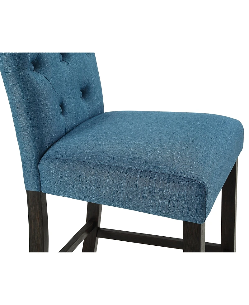 Streamdale Furniture Solid Wood Tufted Asons Counter Height Stool, Set of 2, Blue