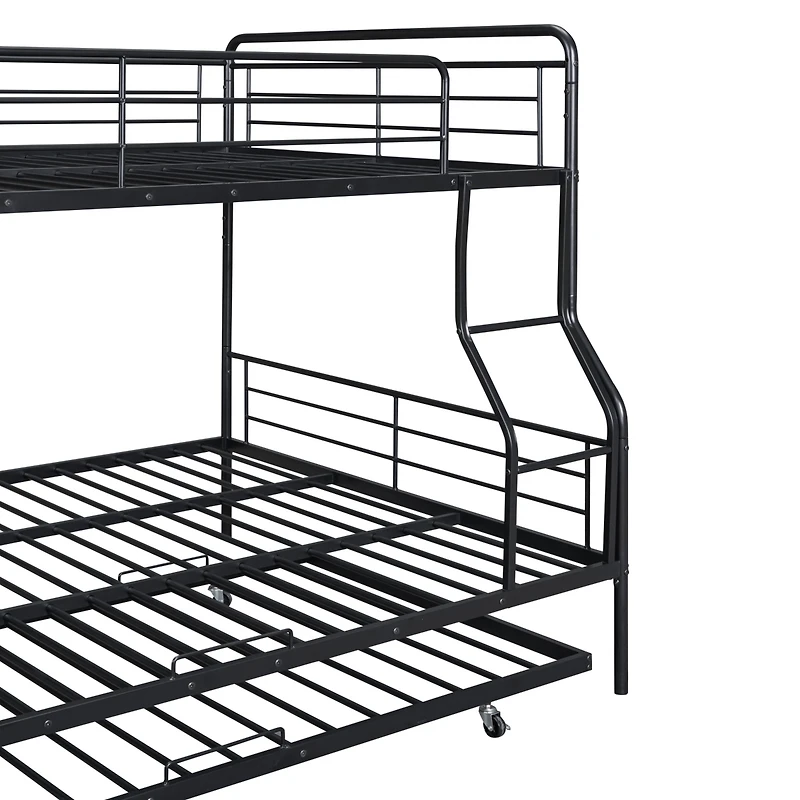 Streamdale Full Xl Over Queen Metal Bunk Bed With Twin Size Trundle