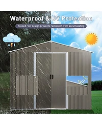 8ft x 6ft Outdoor Metal Storage Shed with Window Grey(W540S00016)