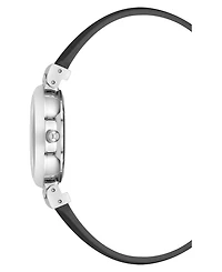 Anne Klein Women's Quartz Black Classic Leather and Silver-Tone Alloy Metal Strap Watch, 28mm
