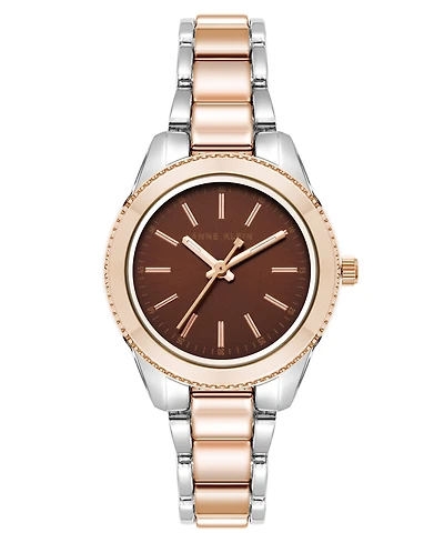 Anne Klein Women's Quartz Minimalist Contemporary Tri-Tone Alloy Metal Watch, 32mm