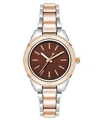 Anne Klein Women's Quartz Minimalist Contemporary Tri-Tone Alloy Metal Watch, 32mm