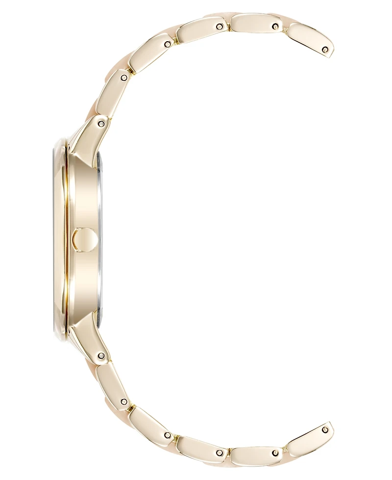 Anne Klein Women's Quartz Iridescent Acetate and Gold-Tone Alloy Metal Bracelet Watch