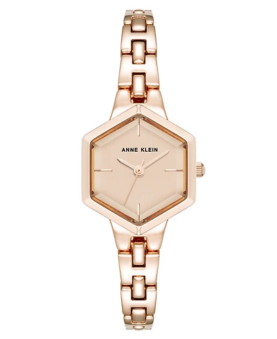 Anne Klein Women's Quartz Petite Hexagonal Rose Gold-Tone Alloy Metal Bracelet Watch, 21mm