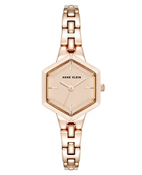Anne Klein Women's Quartz Petite Hexagonal Rose Gold-Tone Alloy Metal Bracelet Watch, 21mm