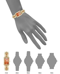 Anne Klein Women's Quartz Red Aventurine Gemstone Accented Gold-Tone Alloy Metal Bracelet Watch, 21mm