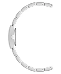 Anne Klein Women's Quartz Petite White Enamel Center Link Silver-Tone Alloy Metal Bracelet Watch, 17.5mm
