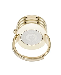 Anne Klein Women's Quartz Gold Sandstone Gemstone and Gold-Tone Alloy Metal Ring Watch, 17mm