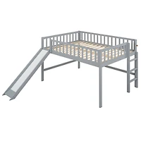 Streamdale Full Size Low Loft Bed With Ladder And Slide
