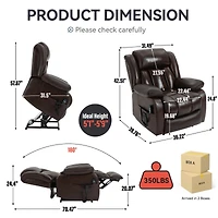Streamdale Genuine Leather Power Lift Recliner with Massage & Heat