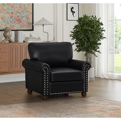 Streamdale Furniture Living Room Sofa Single Seat Chair With Wood Leg Faux Leather
