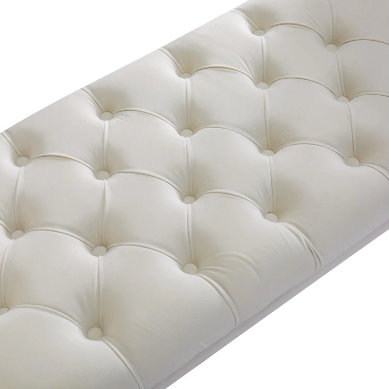 Streamdale Beige Velvet Rectangle Bench for Bedroom, Entryway, or Living Room