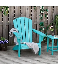 Outdoor Adirondack Chair with Cup Holder, Light Blue