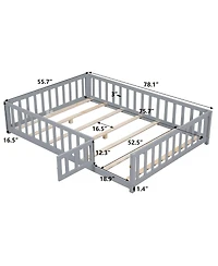 Simplie Fun Montessori Floor Bed for Toddlers: Grey Wood