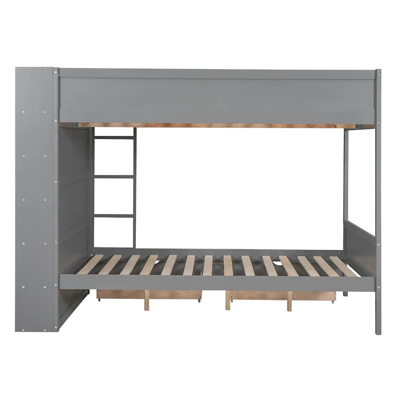 Streamdale Full Over Bunk Bed With 2 Drawers And Multilayer Cabinet